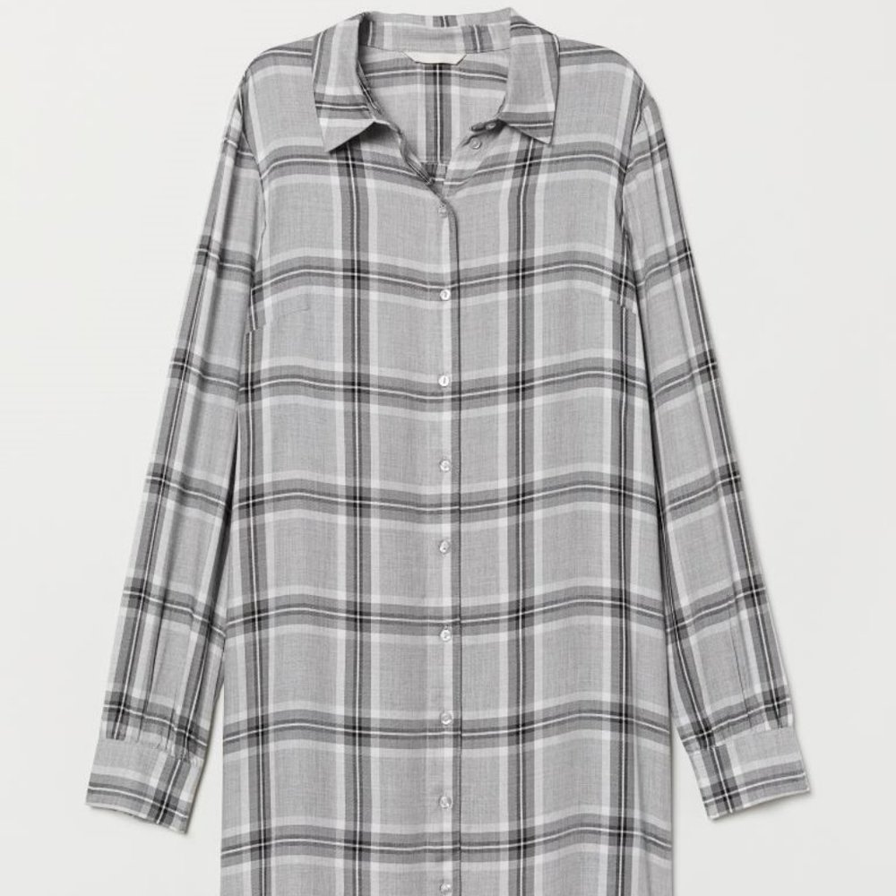 H&M Grey Plaid Shirt Dress
